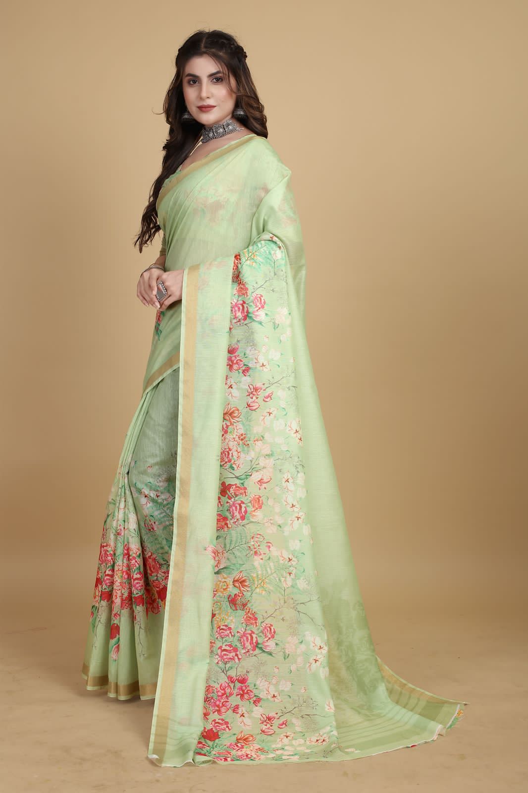 Meadow of Roses Fancy Chanderi Saree - Image 5