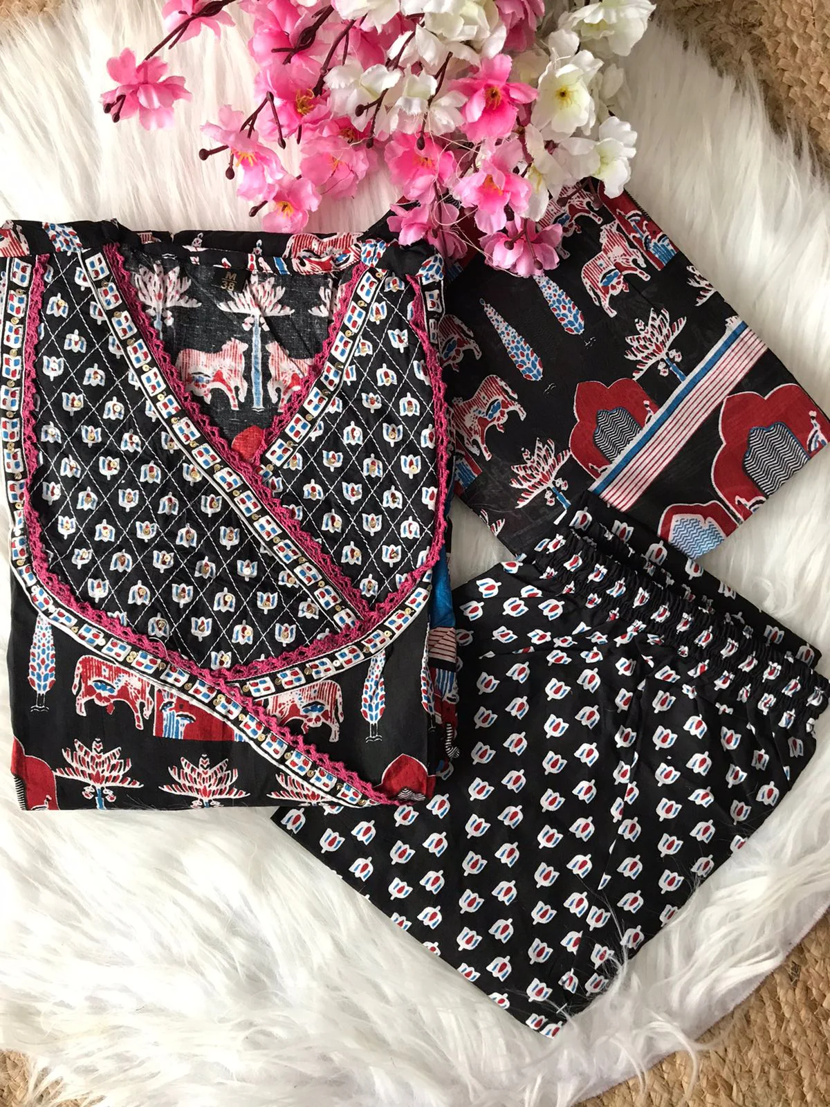 Night With Stars Cotton Kurti Set - Image 7