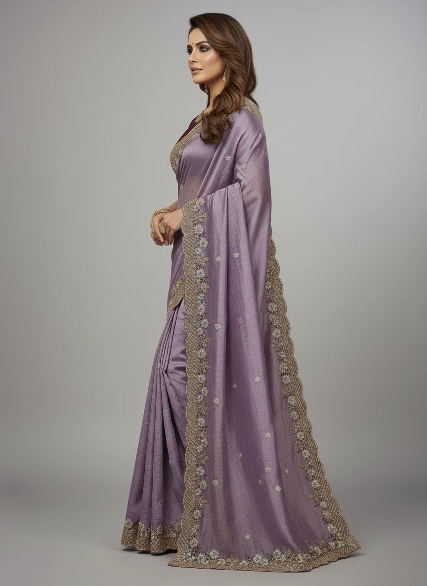 One Picture Gold Crush Saree - Image 3