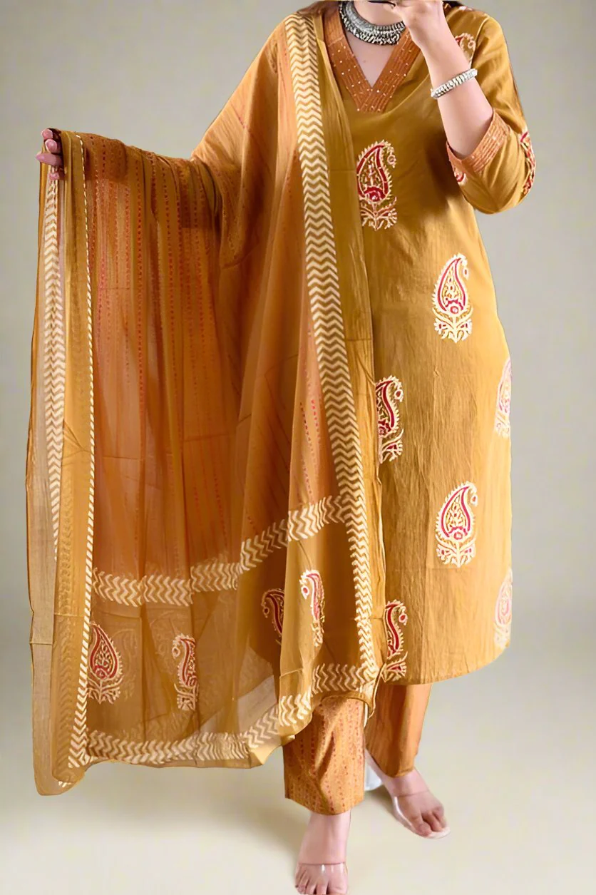 Hues Carnation Cotton Kurti Set - Image 4