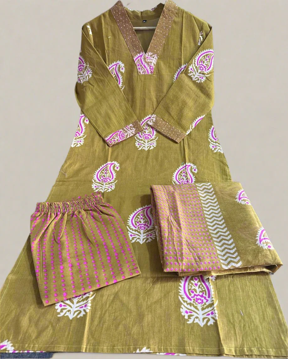 Hues Carnation Cotton Kurti Set - Image 6