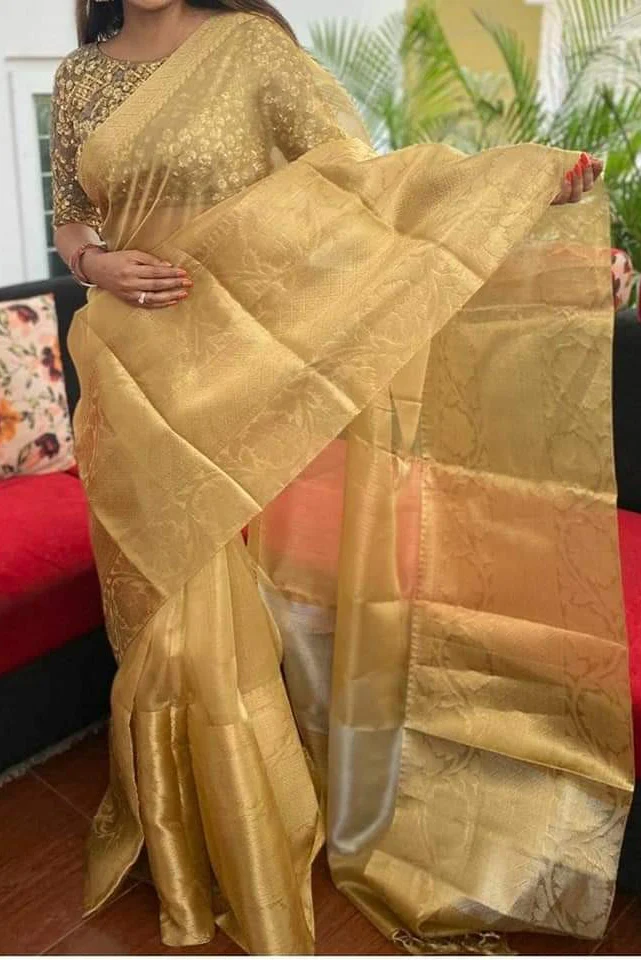 Pure  Banarasi Tissue Kota Saree - Image 4