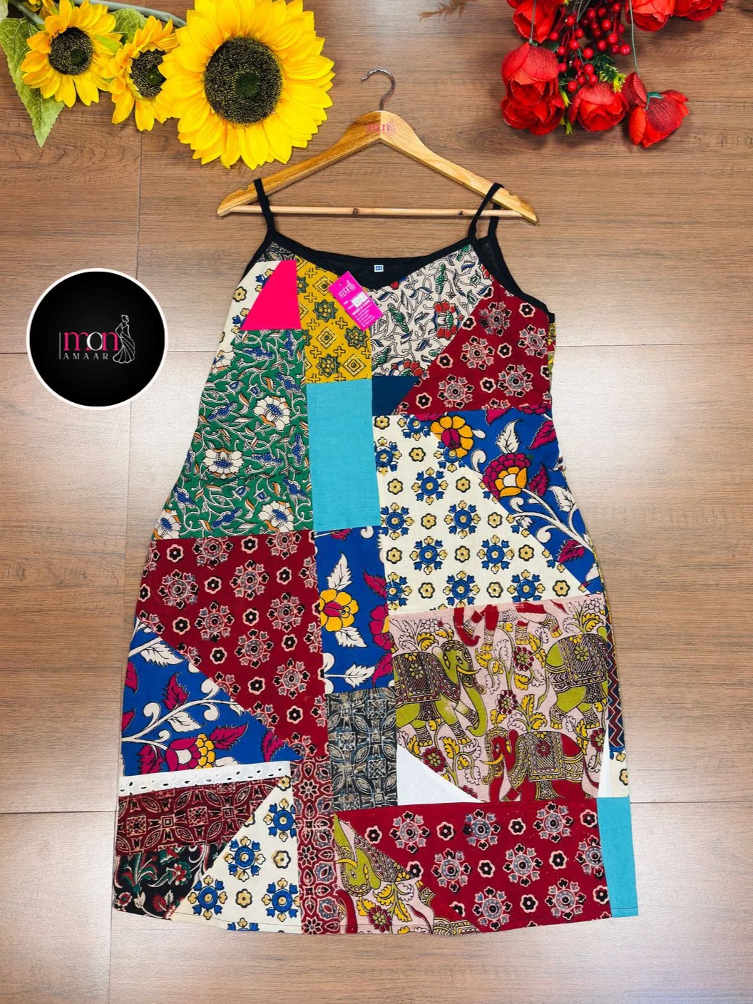 Heritage Hues -Pure Ethnic Collage  Cotton Dress - Image 7
