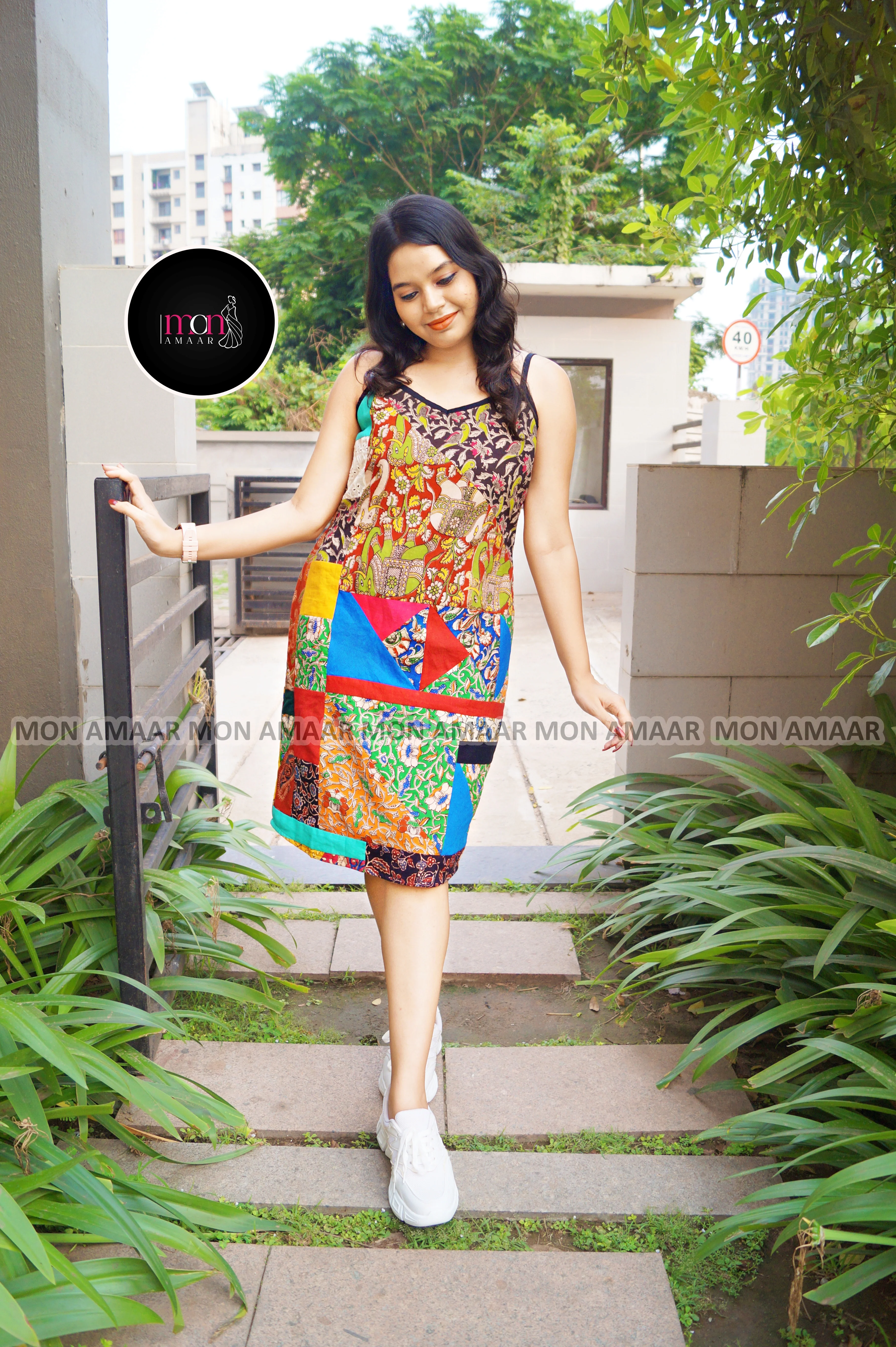 Heritage Hues -Pure Ethnic Collage Cotton Dress - Image 3