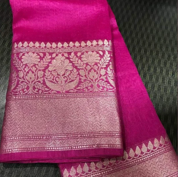 Pure Handwoven Silk Linen Banarasi - Image 3