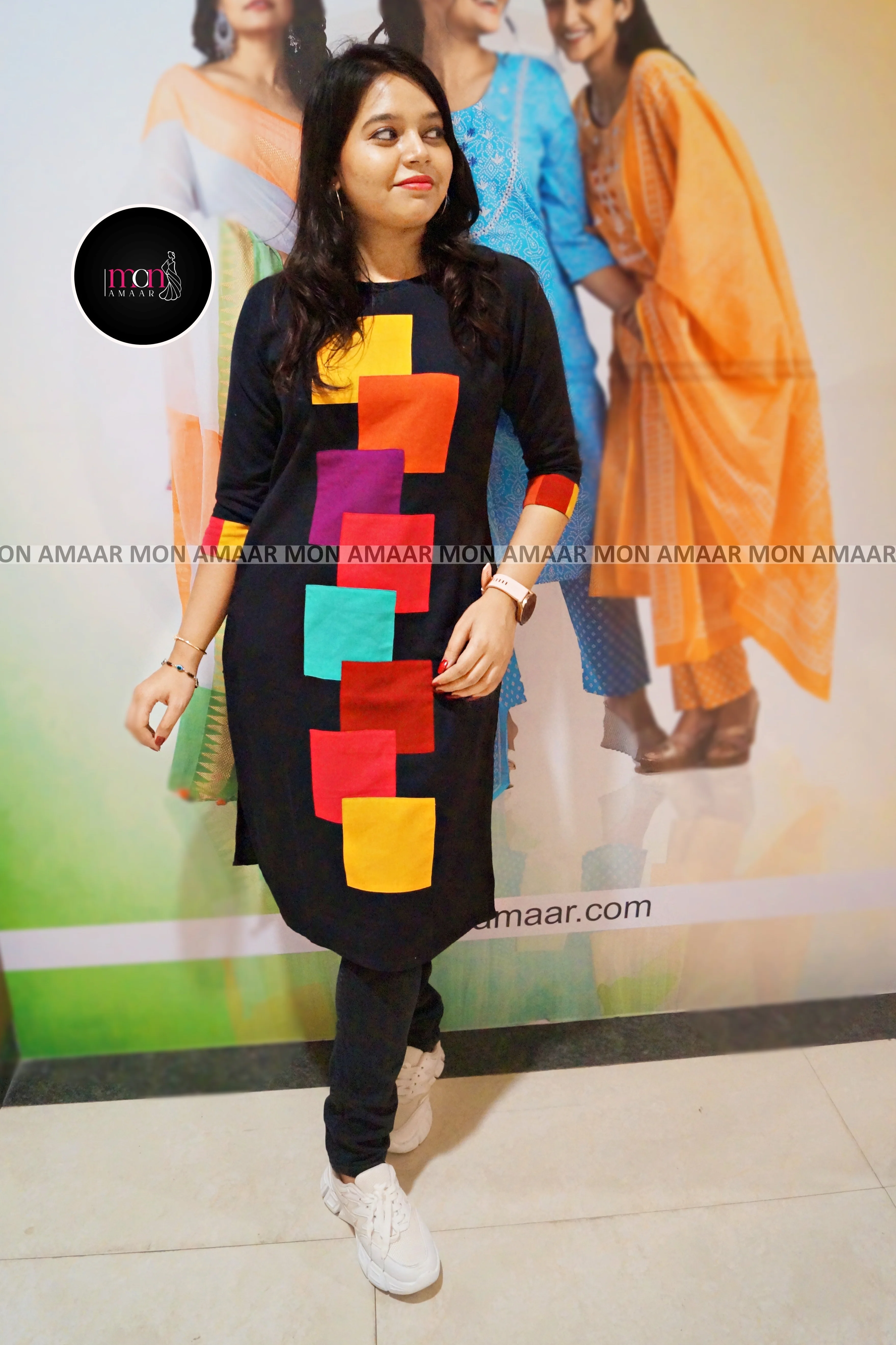 True Nature - Sustainable Multicolor Patch work Kurti - Image 4