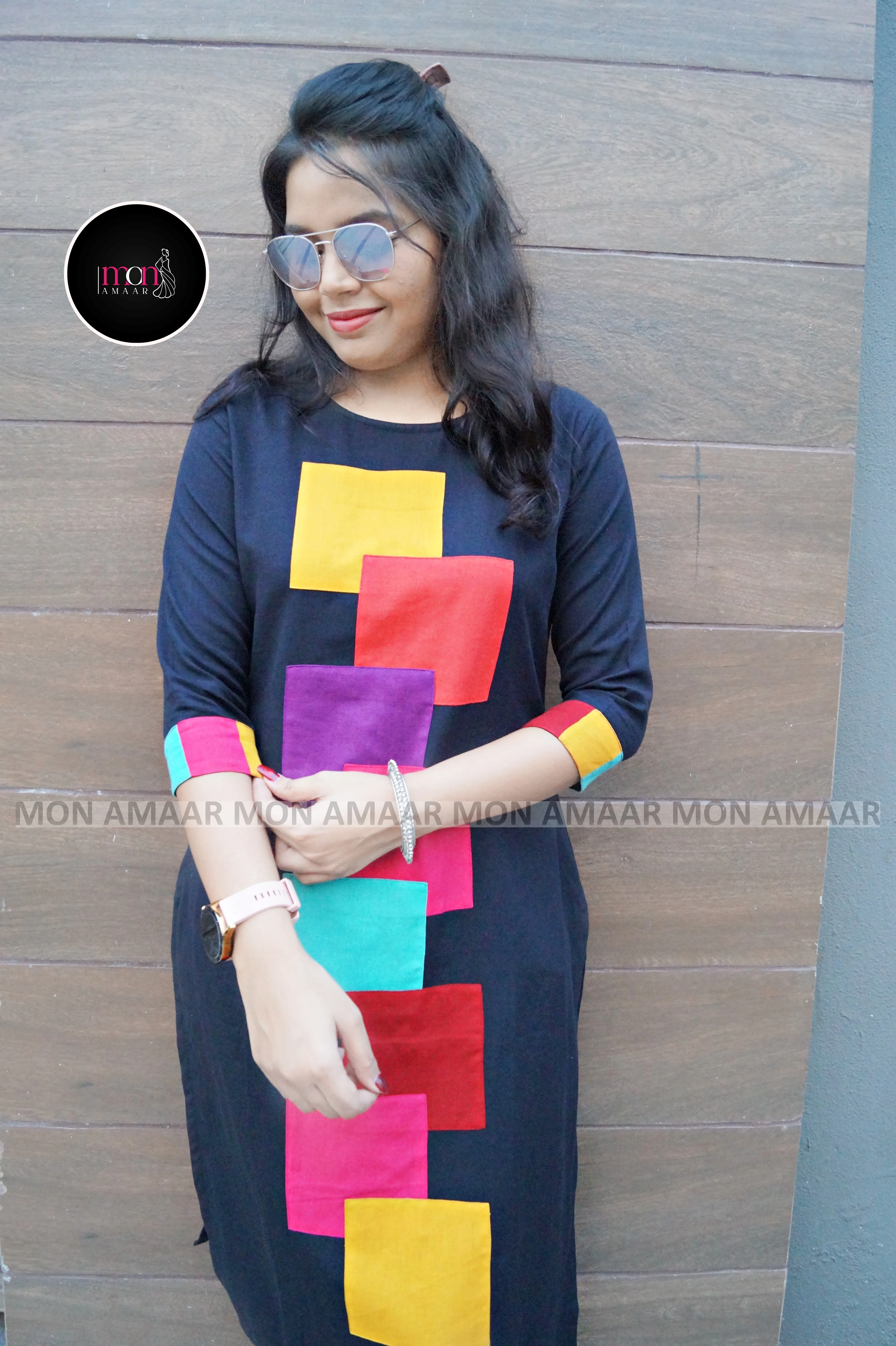 True Nature - Sustainable Multicolor Patch work Kurti - Image 5