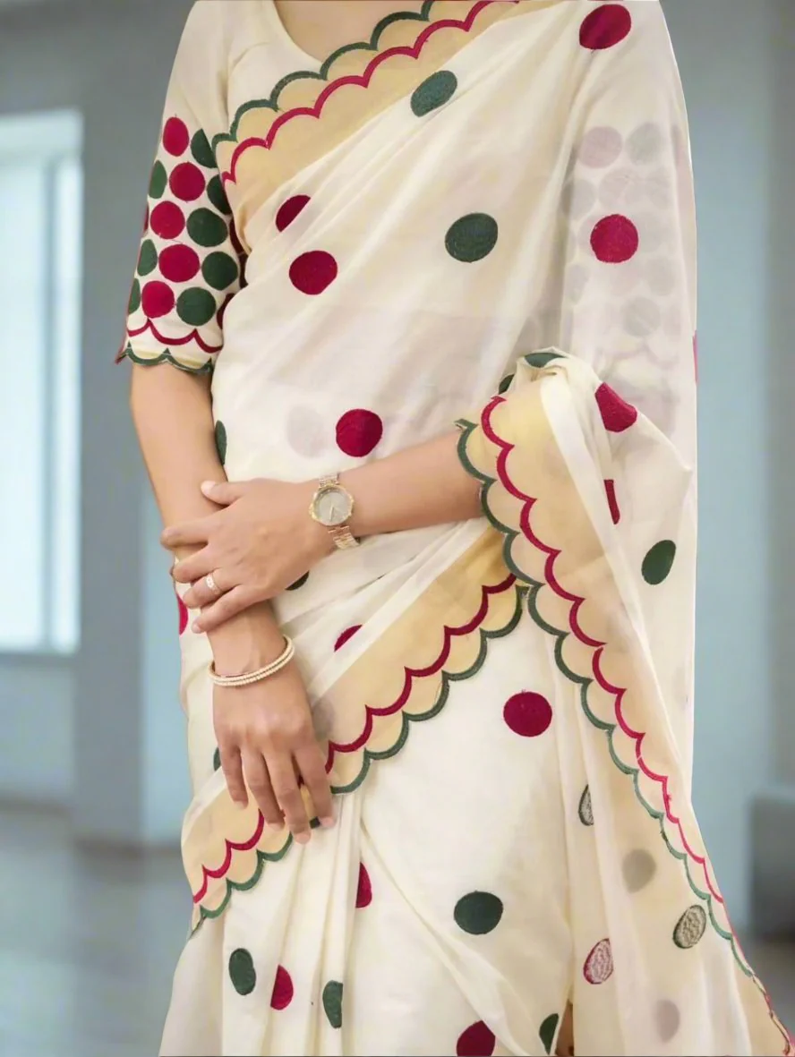 Indian Fashion Designer  Linen Saree - Image 4
