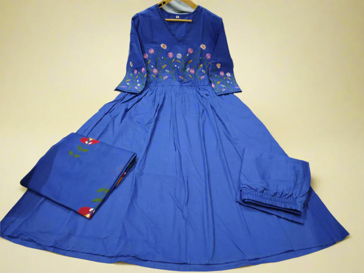 Ruffled Romance Anarkali Cotton Suit Set - Image 4
