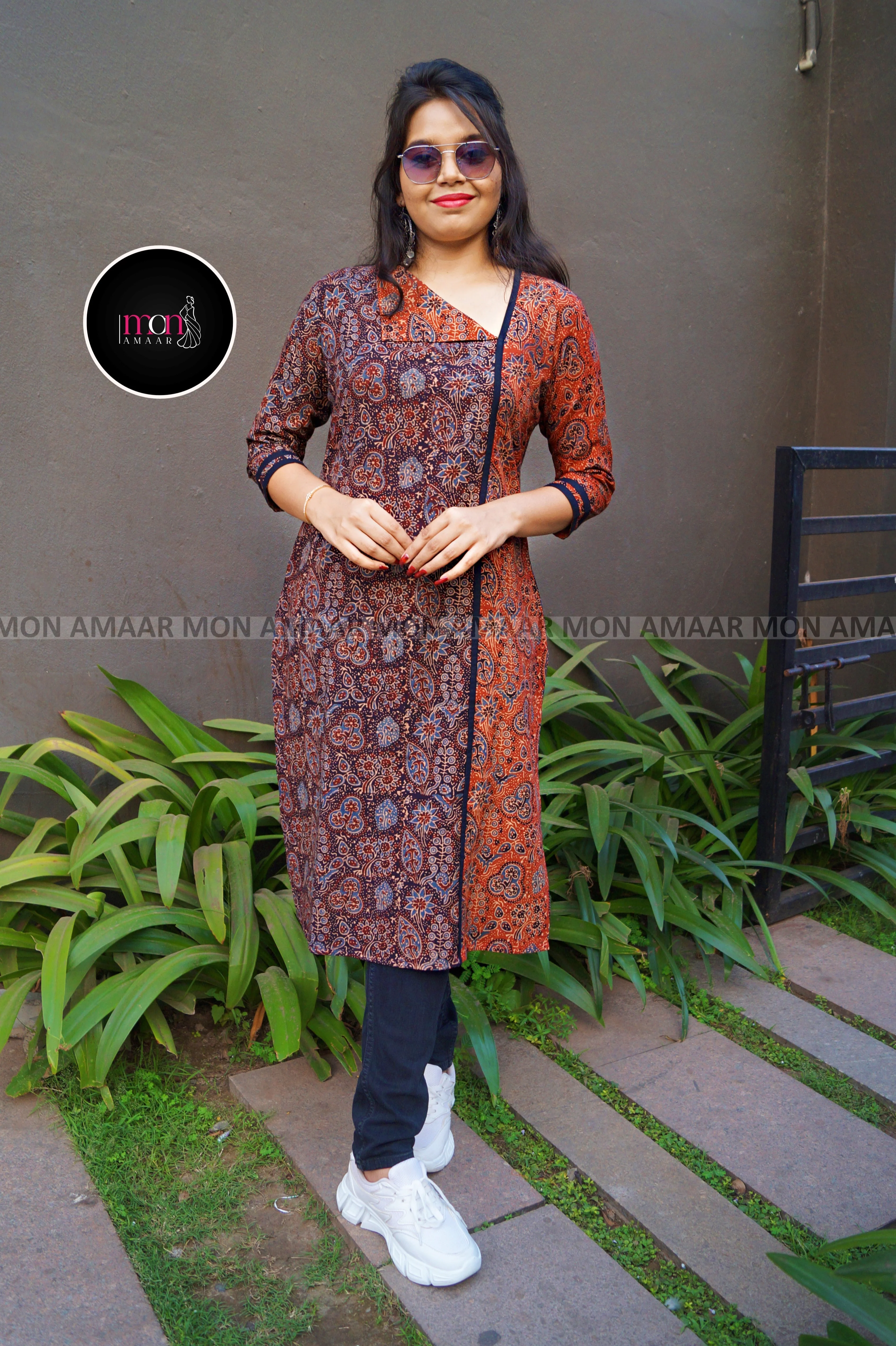 Ajrakh Grace- Sustainable Hand Block Ajrakh Kurti - Image 4