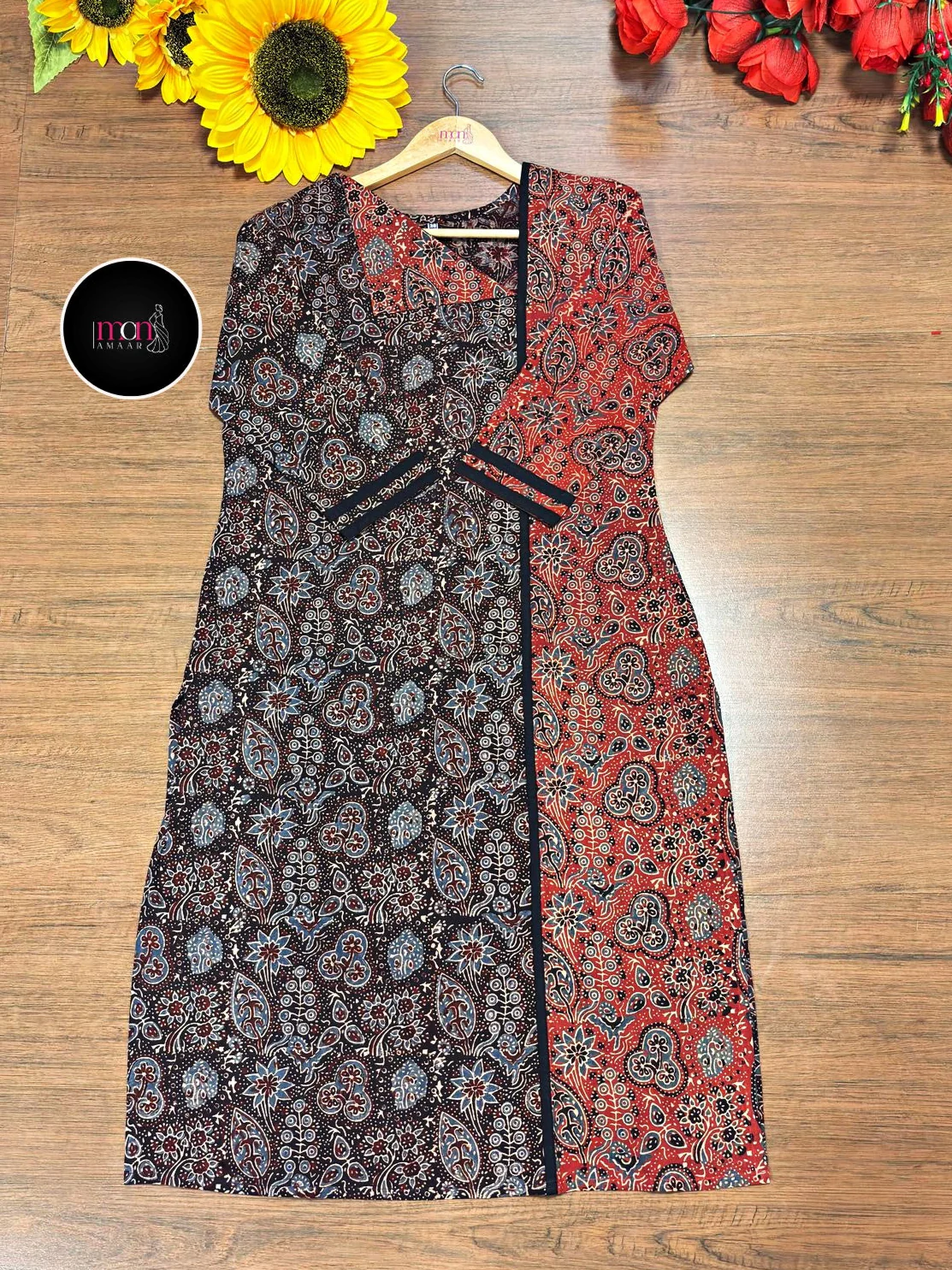 Ajrakh Grace- Sustainable Hand Block Ajrakh Kurti - Image 6