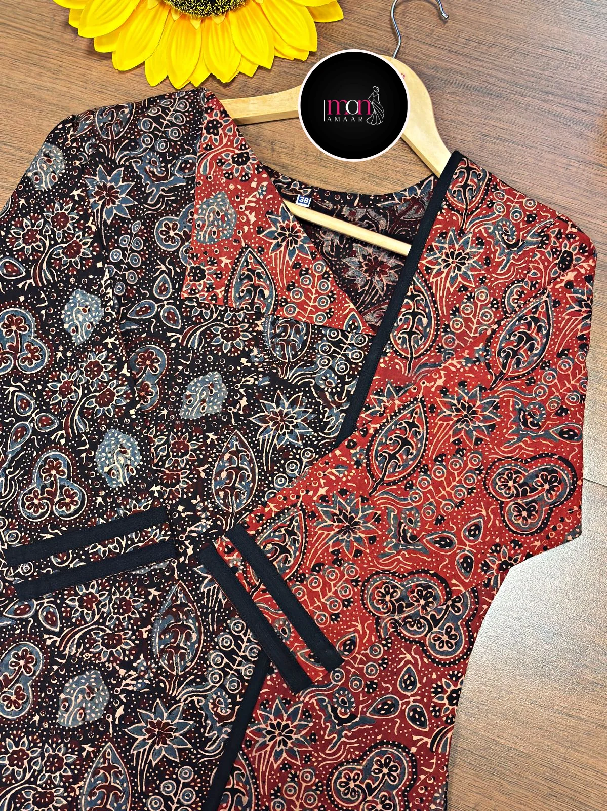 Ajrakh Grace- Sustainable Hand Block Ajrakh Kurti - Image 7