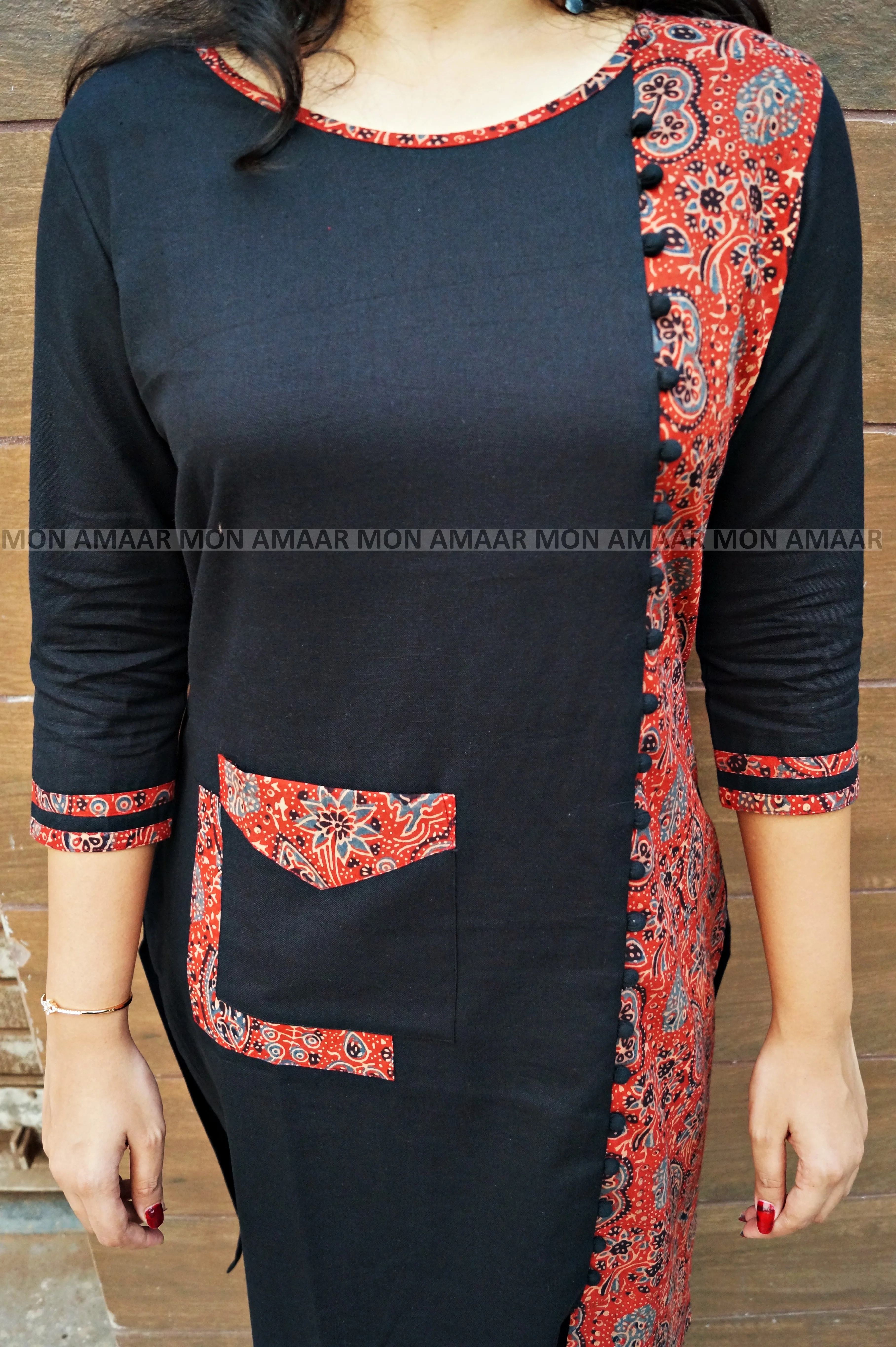 Heritage Vibe-Sustainable Hand Block Ajrakh Kurti - Image 4