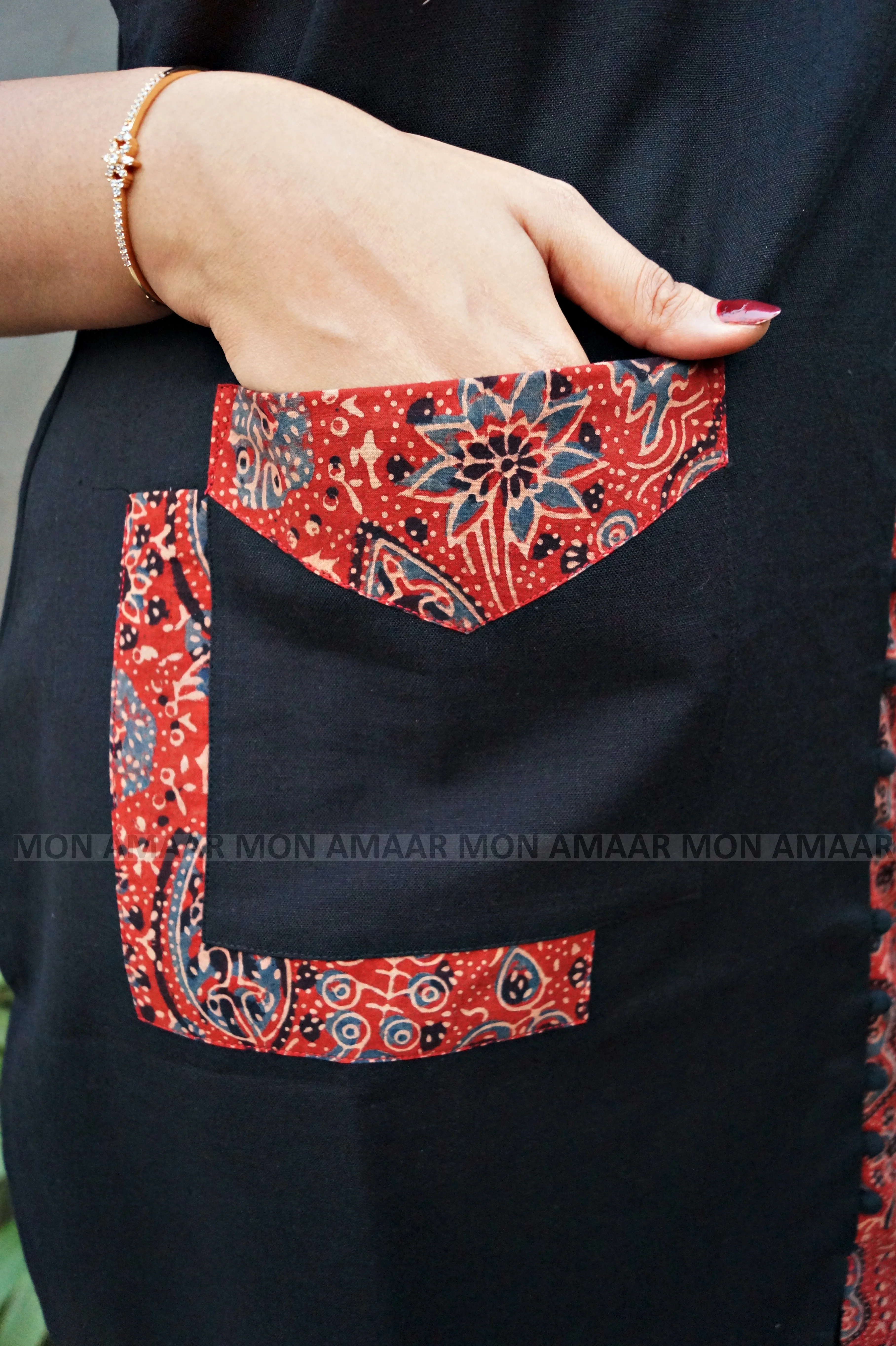 Heritage Vibe-Sustainable Hand Block Ajrakh Kurti - Image 6