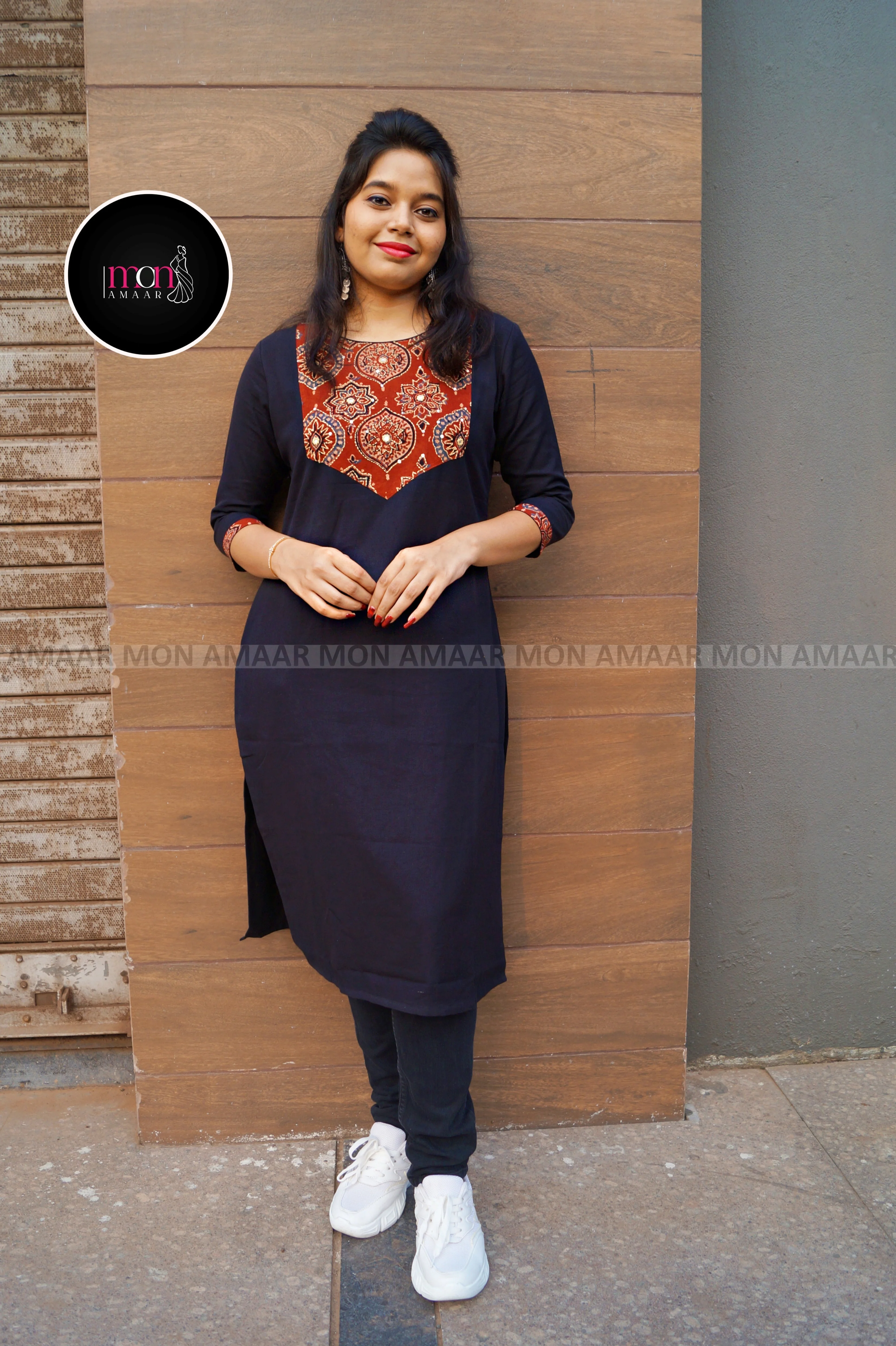 Slit & Style - Sustainable Hand Block Ajrakh Kurti - Image 3
