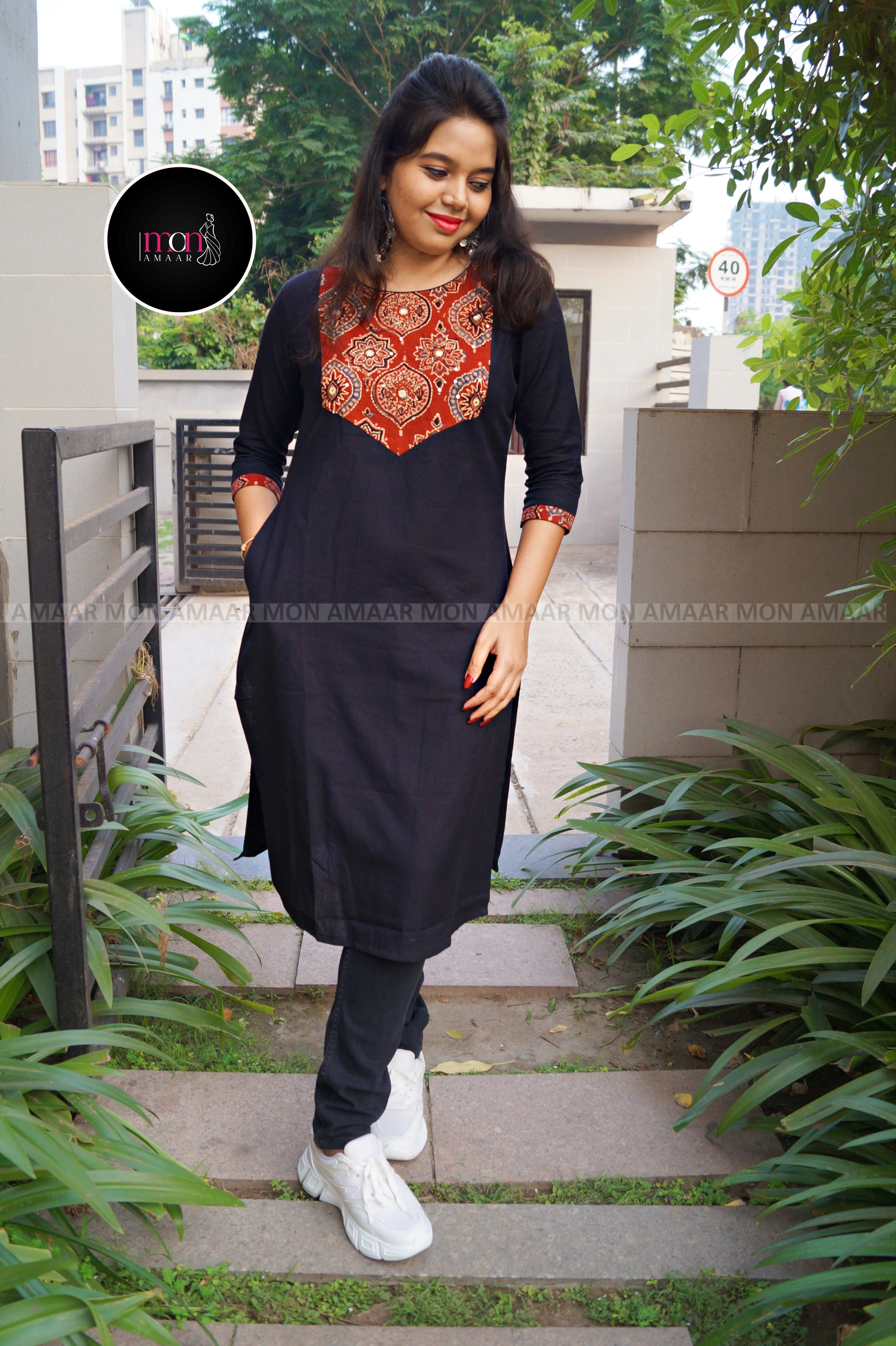 Slit & Style - Sustainable Hand Block Ajrakh Kurti - Image 5
