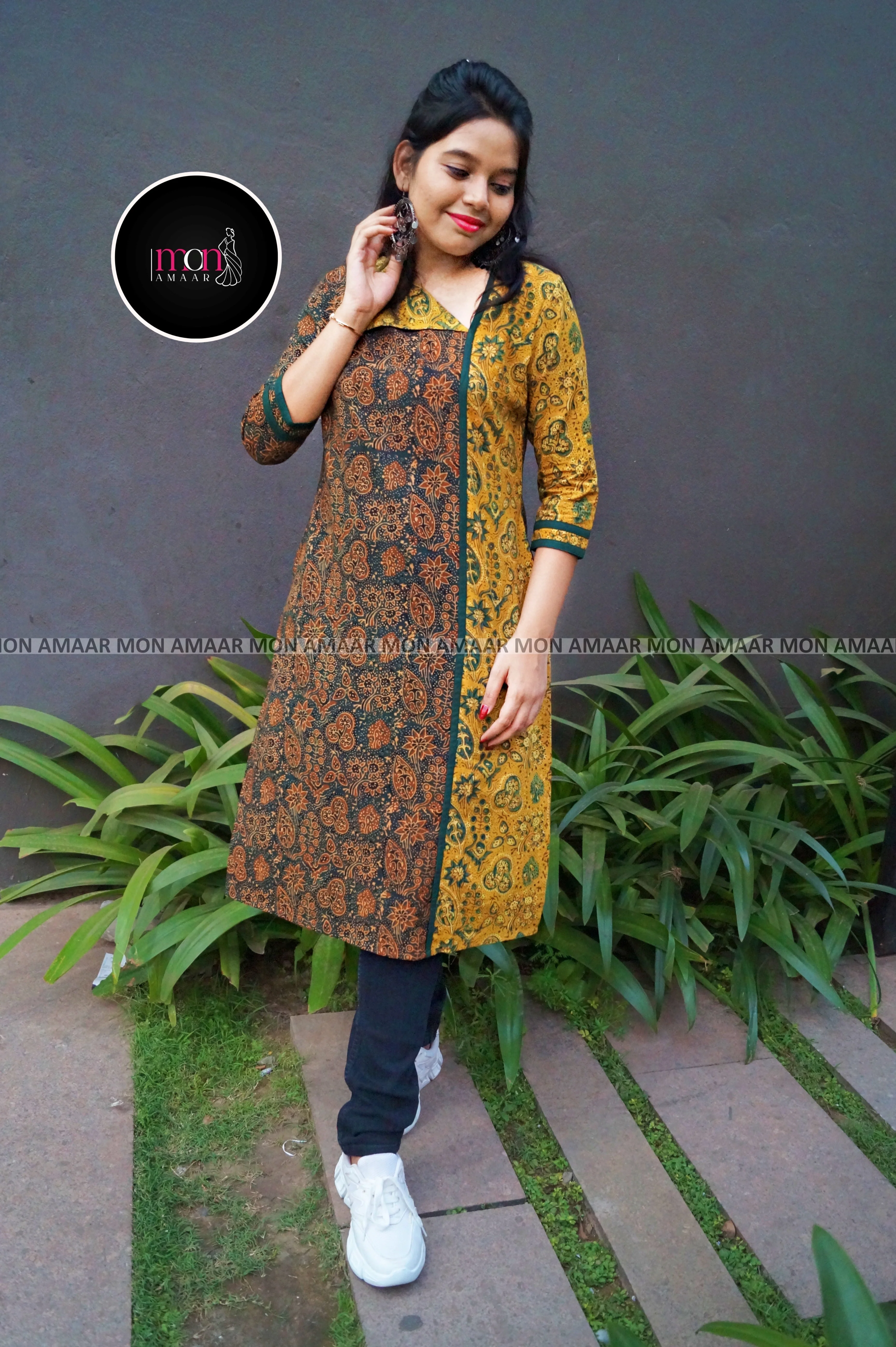 Ajrakh Grace- Sustainable Hand Block Ajrakh Kurti - Image 3