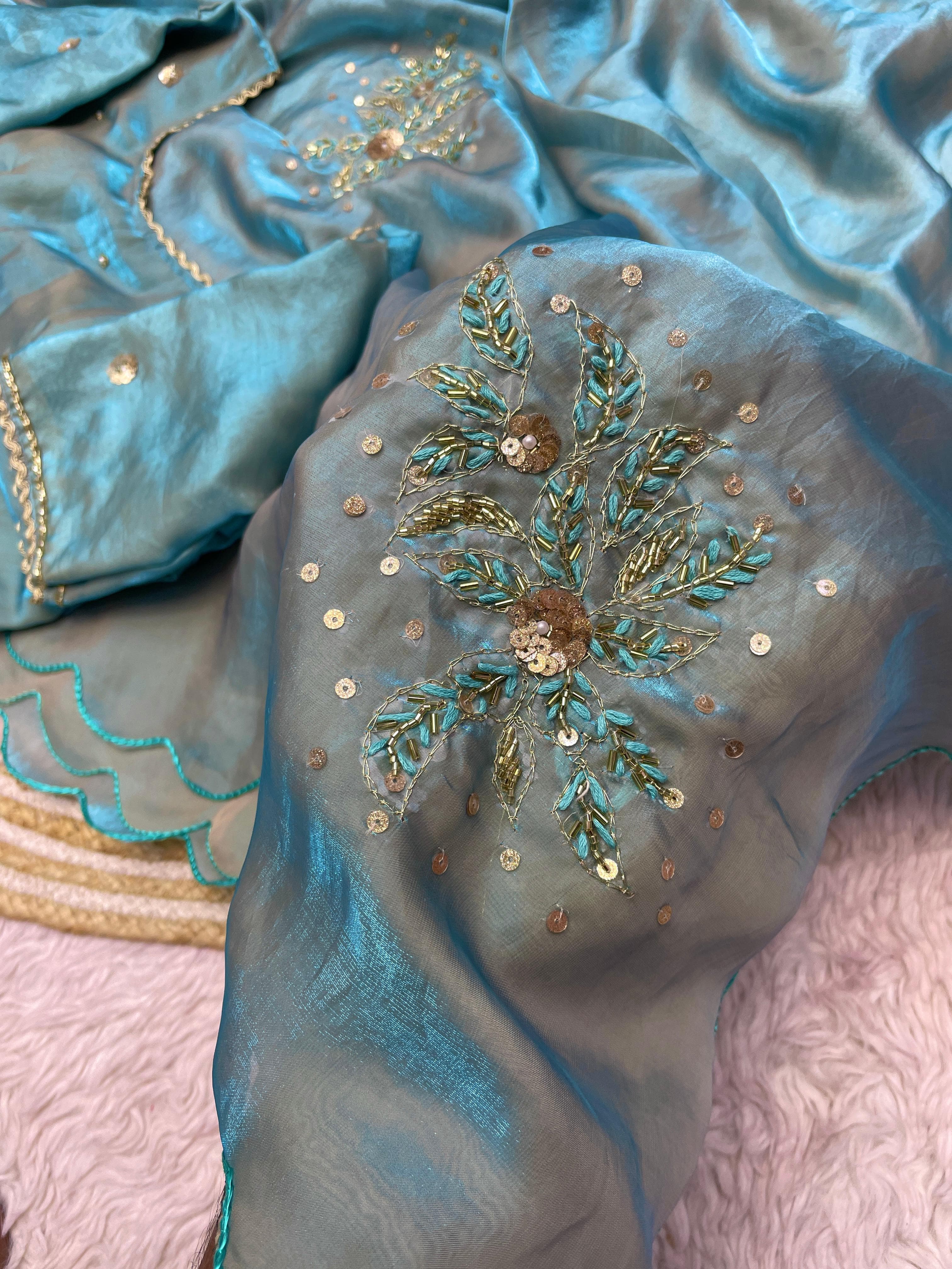 You Is Like Glitter Designer Satin Silk Saree - Image 3